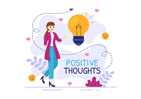 Positives Thoughts Vector Illustration with Thinking Positive as a ...