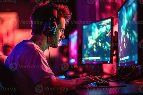 A gamer during a live stream, showcasing their genuine reactions and ...