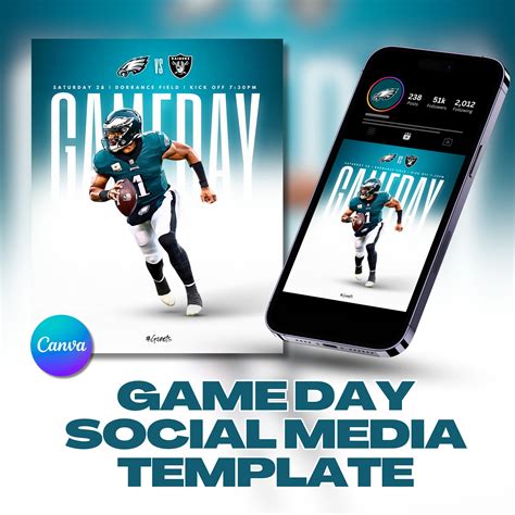 Game Day Social Media Canva Template Sports Graphic Customizable Match ...