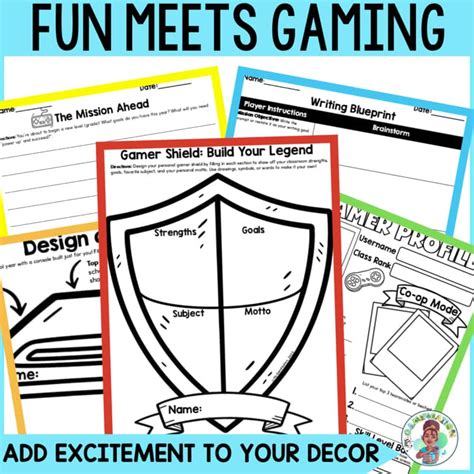 Gamer Theme Back to School Gaming Pack Grades 3-5 Writing Goals Strengths