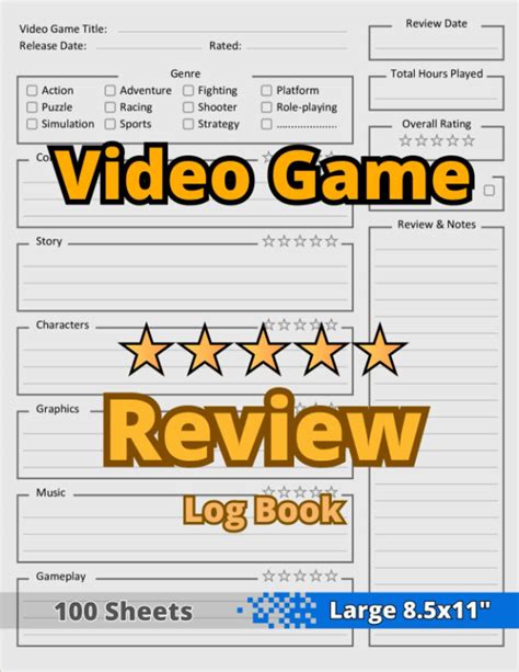Video Game Review Log Book: 8.5x11