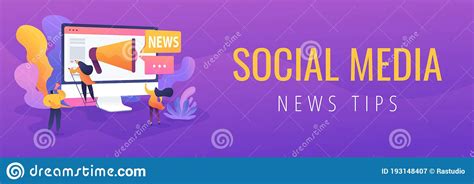 Social Media and News Tips, Smart City Web Banner Concept. Stock Vector ...