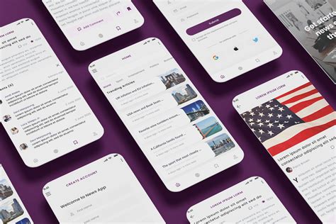 Media News, Articles Feed &amp; Press Blog App UI Template | Creative Market
