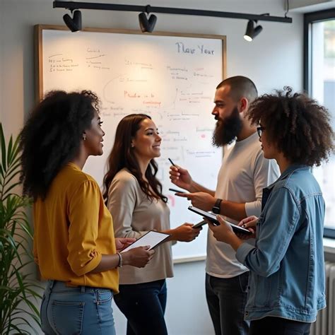 Team Collaboration on Business Strategy at Whiteboard | Premium AI ...