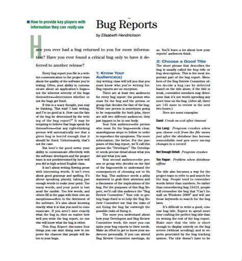 FREE 6+ Sample Bug Report Templates in PDF