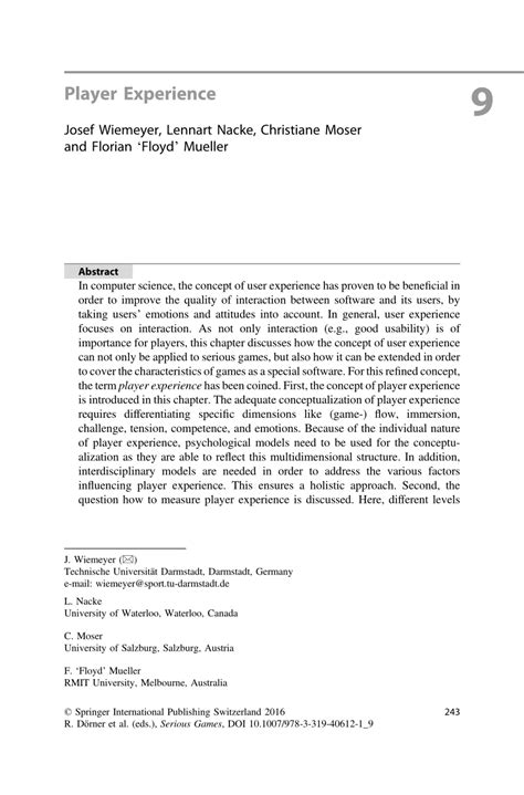 (PDF) Player Experience