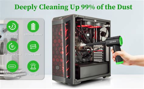 LUCKEA PC Electric Dust Collector for PC - Compressed Air Cleaning PC ...
