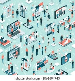 Diverse People Connecting Online Using Apps Stock Vector (Royalty Free ...