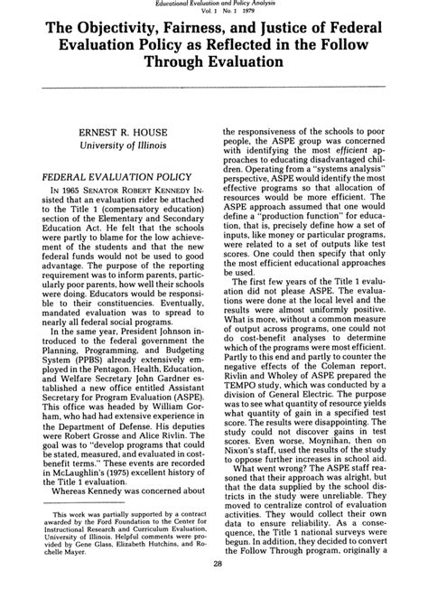 The Objectivity, Fairness, and Justice of Federal Evaluation Policy as ...