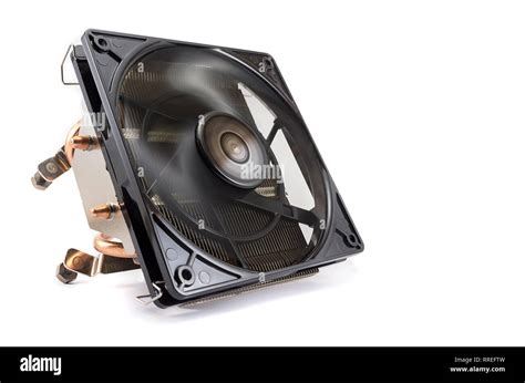 computer CPU cooling system. fan and radiator isolated on white ...