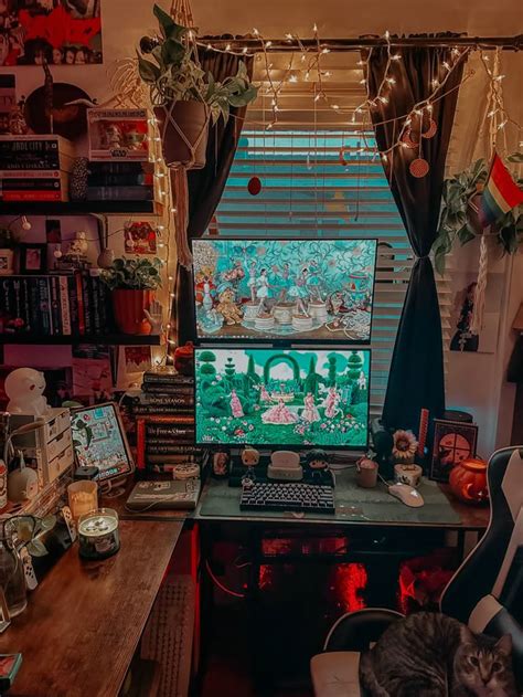 cozy pc gaming setup | Gamer room decor, Cozy desk, Game room decor