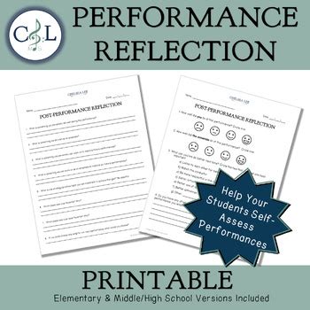 Performance Reflection Printable by Chelsea Lee Music Studio | TPT