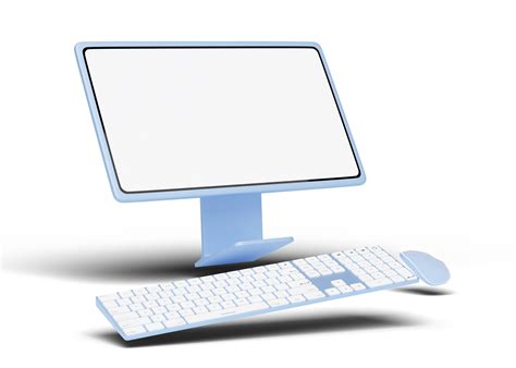 Computer monitor with wireless mouse, keyboard float on transparent ...