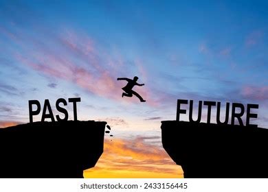 Silhouette Business Man Jump Between Past Stock Photo 2433156445 ...