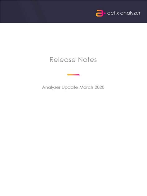 Release Notes: Analyzer Update March 2020 | PDF | Patent | Image Scanner