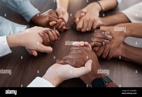 People, holding hands and care in diversity for trust, unity or ...