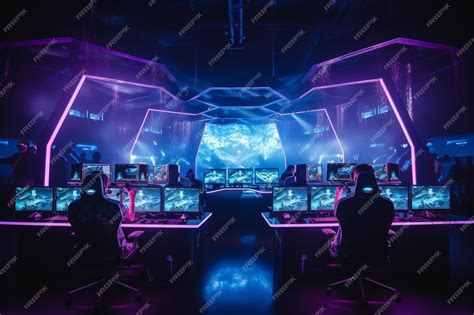 Premium Photo | Competitive gaming setup with players immersed ...