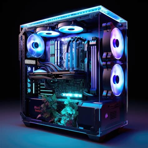 Premium AI Image | Modern style gaming pc with water cooling and lights ...