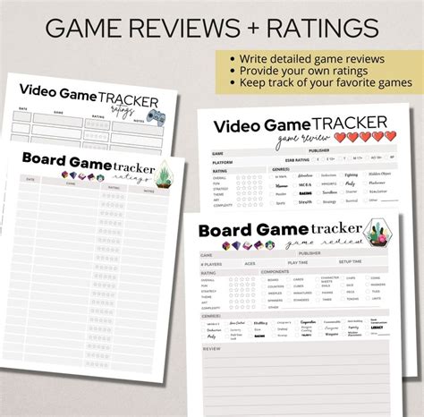 Board Game and Video Game Trackers Bundle Track Wins, Ratings, Reviews ...