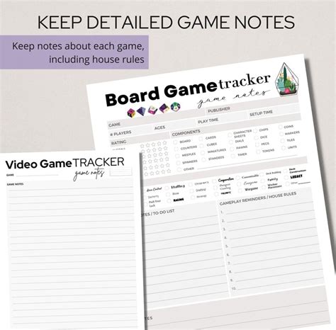 Board Game and Video Game Trackers Bundle Track Wins, Ratings, Reviews ...
