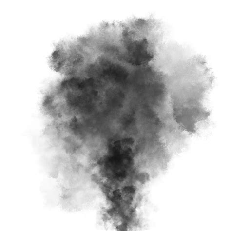 Rising up thick black smoke from a fire effect isolated on transparent ...