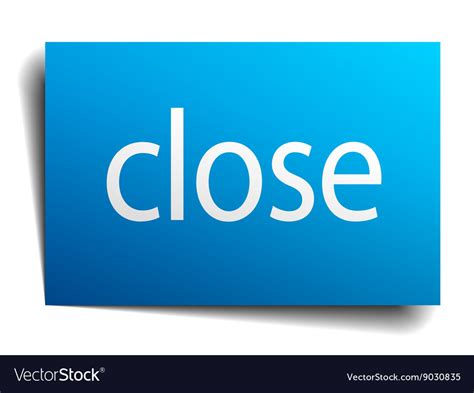 Close blue square isolated paper sign on white Vector Image