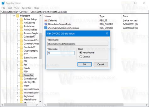 Enable or Disable Game Mode Notifications in Windows 10