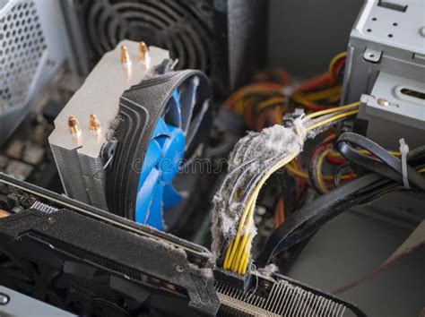 Dust Build Up Inside Computer. Computer`s Components are in Danger of ...
