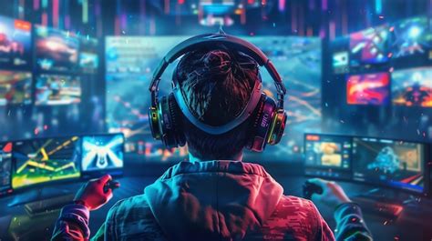 Premium Photo | A man watching a video game from a cockpit with a ...