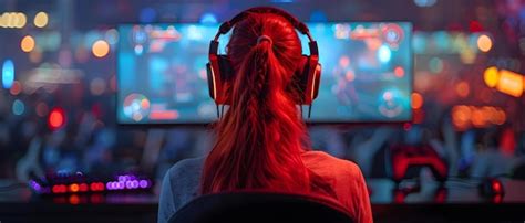 Premium Photo | Focused Gamer at Esports Arena Concept Esports Arena ...