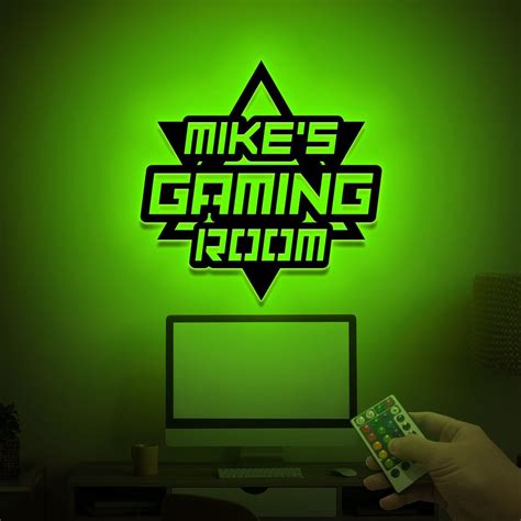 Personalized Gaming Room Sign With Led Lights, Custom Gamer Name Sign ...
