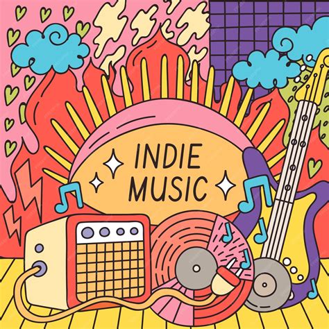 Premium Vector | Hand drawn indie music illustration