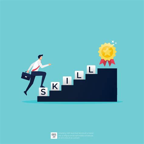 Businessman climbing skill word to the top. Skill improvement an ...