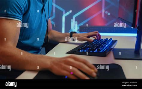 Focus of Hands, Keyboard and Display: Professional eSports Gamer Plays ...