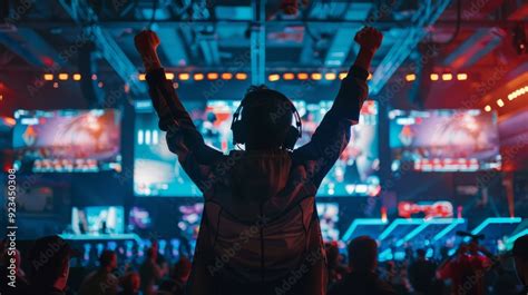 Intense esports tournament with gamers in action, competing on stage ...