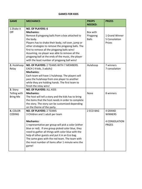Game Option For Kids | PDF | Leisure