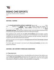 Esports Player and Roster Contract Agreement for RS1 Organization ...