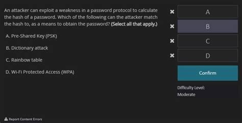 Solved X An attacker can exploit a weakness in a password | Chegg.com