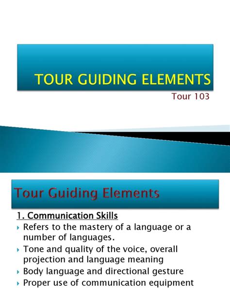 Tour Guiding Elements | PDF | Folklore | Communication