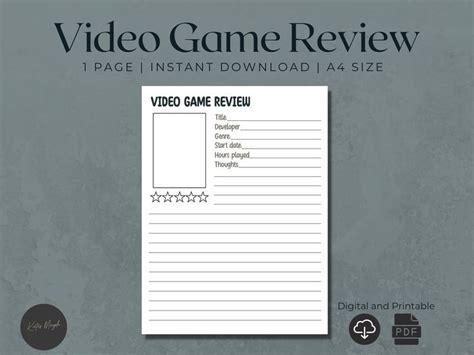 Digital Video Game Tracker Video Game Review Game Review Template ...