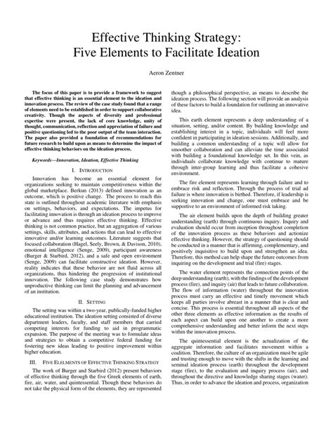 (PDF) Effective Thinking Strategy: Five Elements to Facilitate Ideation