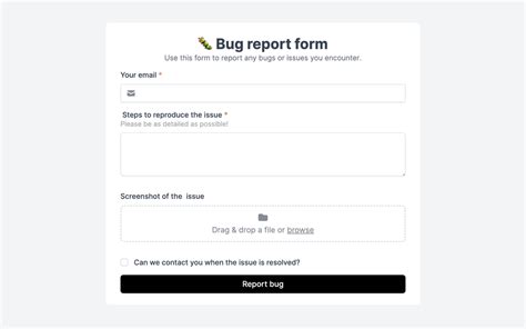 Bug Report Form Template