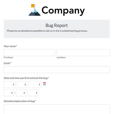 Online Bug Tracker Form Template | Formstack