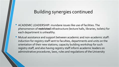 PPT - FINDING COMMON GROUND AND BUILDING SYNERGIES IN ACADEMIC ...