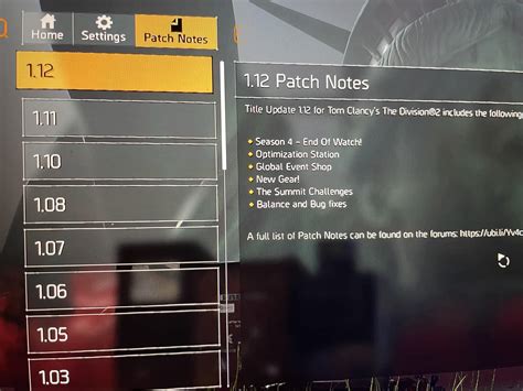 In-game patch notes aren’t updating? : r/thedivision