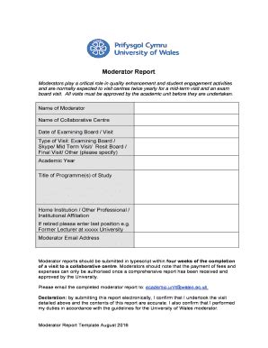 Fillable Online Moderator Report Fax Email Print - pdfFiller