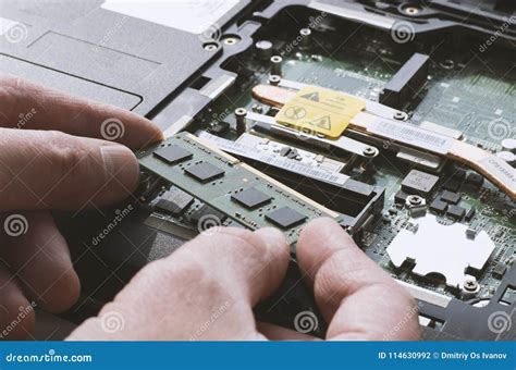Installing Memory Modules in the Laptop Close-up Stock Photo - Image of ...