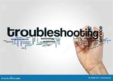 Troubleshooting word cloud stock image. Image of occupation - 90881391