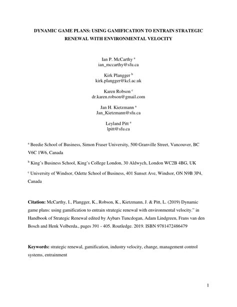 (PDF) Dynamic game plans