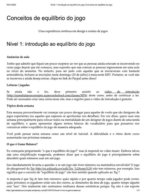 Game Balance Concepts | PDF